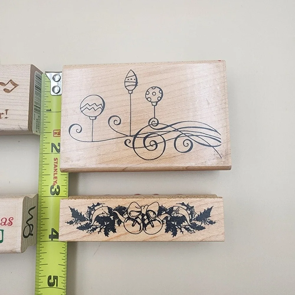 Lot of 4 Christmas Holiday Music Lovers‎ Wooden Rubber Ink Stamps Card Envelope